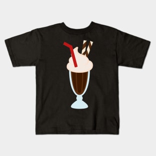 Chocolate Milkshakes with Two Wafer Sticks and a Straw Kids T-Shirt